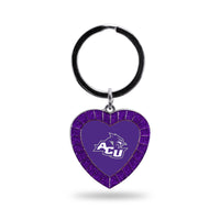 Wholesale Abilene Christian Colored Rhinestone Heart Keychain - Purple