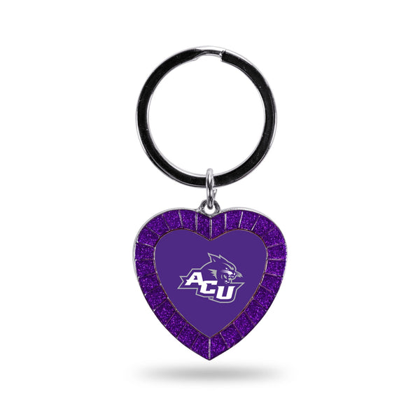 Wholesale Abilene Christian Colored Rhinestone Heart Keychain - Purple