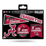 Wholesale Alabama University 18 Time College Football Champs 5-Pc Decal Sheet