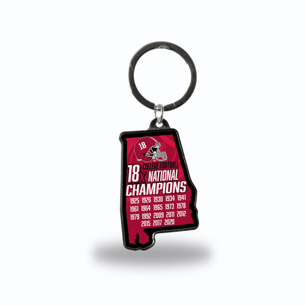Wholesale Alabama University 18 Time College Football Champs State Shaped Keychain