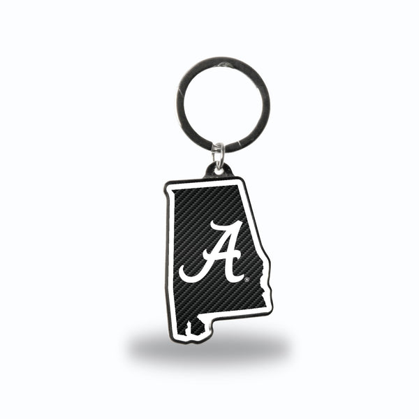 Wholesale Alabama University - Carbon Fiber Design - Al State Shaped Keychain