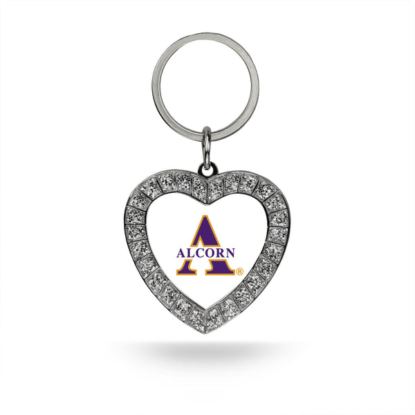 Wholesale Alcorn State Rhinestone Heart Key Chain