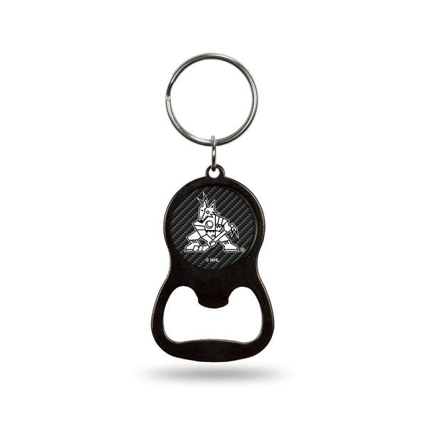 Wholesale Arizona Coyotes Carbon Fiber Design Colored Bottle Opener Keychain - Black