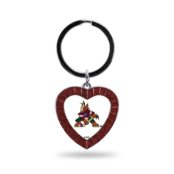 Wholesale Arizona Coyotes Colored Rhinestone Heart Keychain - Maroon