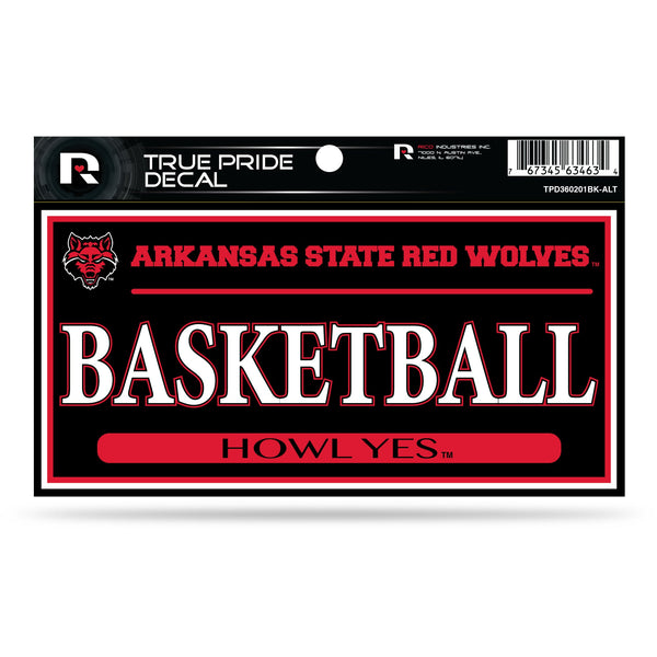 Wholesale Arkansas State 3" X 6" True Pride Decal - Basketball (Alternate)