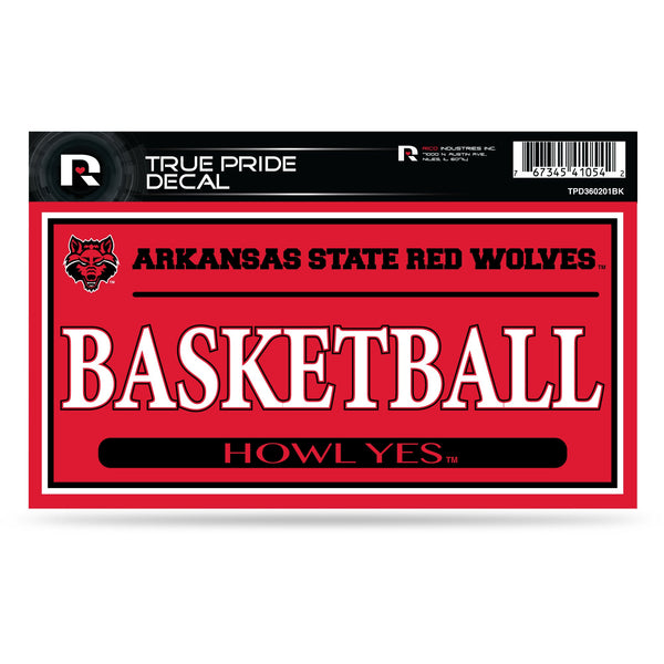 Wholesale Arkansas State 3" X 6" True Pride Decal - Basketball