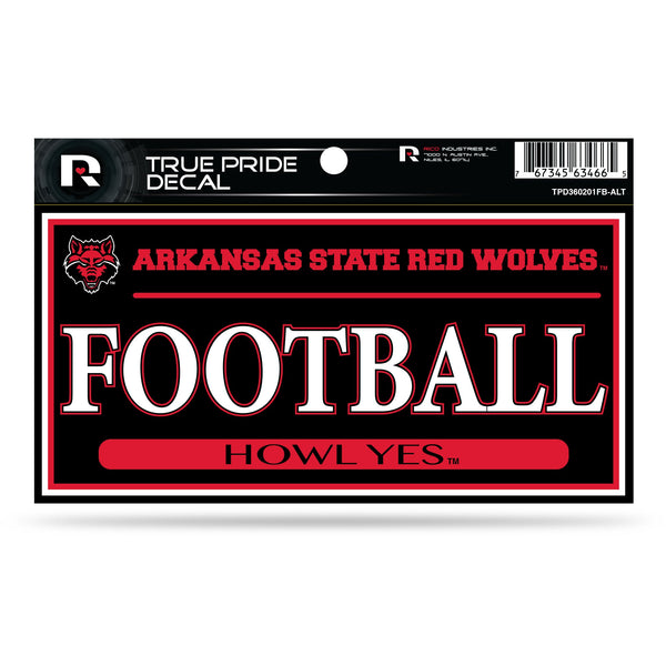 Wholesale Arkansas State 3" X 6" True Pride Decal - Football (Alternate)