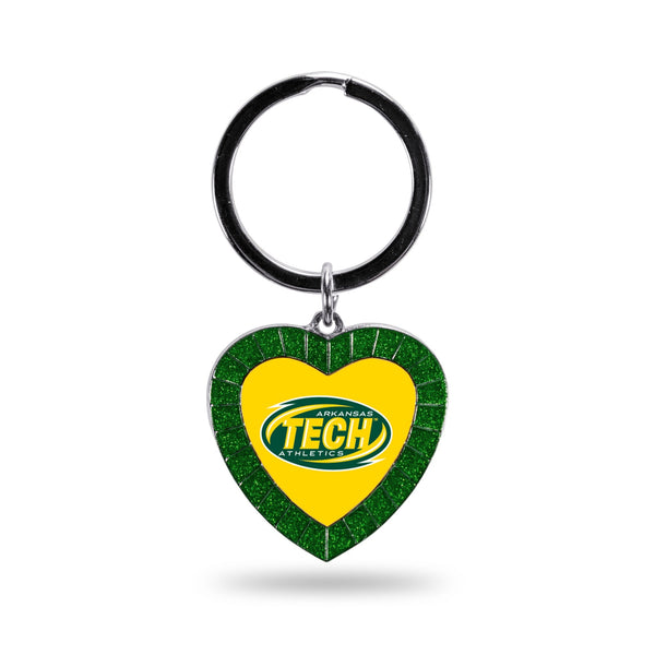 Wholesale Arkansas Tech University Green Rhinestone Heart Keychain