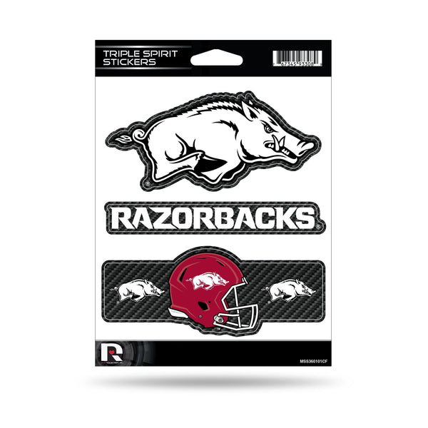 Wholesale Arkansas University - Carbon Fiber Design - Triple Spirit Stickers