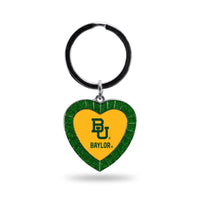 Wholesale Baylor Green Rhinestone Heart Keychain