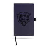 Wholesale-Bears Team Color Laser Engraved Notepad W/ Elastic Band - Navy