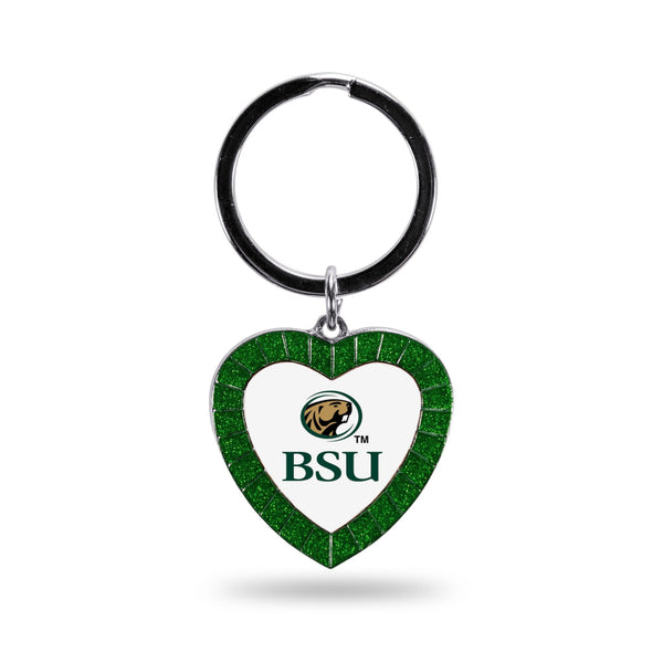 Wholesale Bemidji State Green Rhinestone Heart Keychain