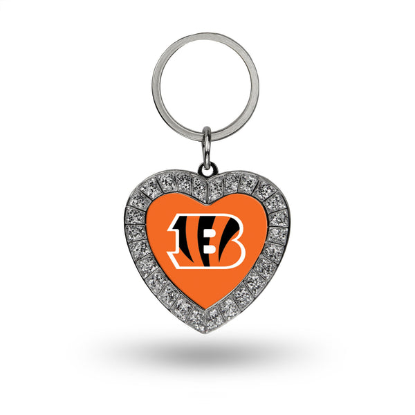 Wholesale Bengals Rhinestone Heart Key Chain