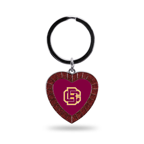 Wholesale Bethune Cookman Colored Rhinestone Heart Keychain - Maroon