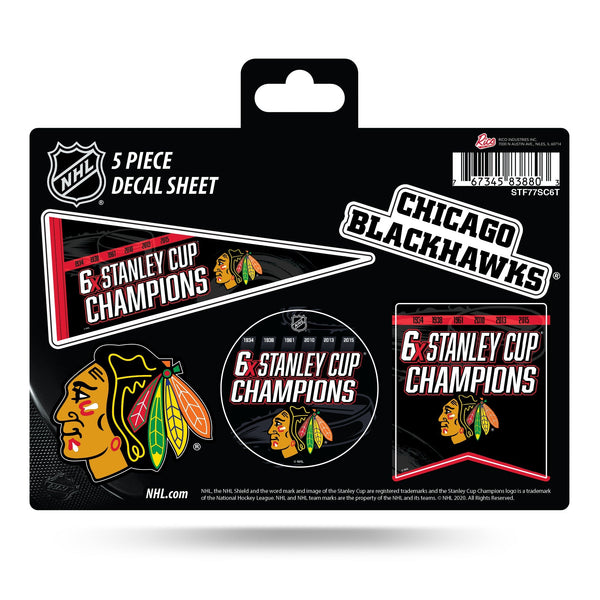 Wholesale Blackhawks : 6 Time Stanley Cup Champs 5-Pc Decal Sheet