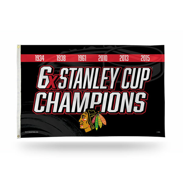 Wholesale Blackhawks : 6 Time Stanley Cup Champs Banner Flag