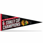 Wholesale Blackhawks : 6 Time Stanley Cup Champs Soft Felt Carded Pennant (12X30)