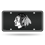 Wholesale Blackhawks - Carbon Fiber Design - Metal Auto Tag