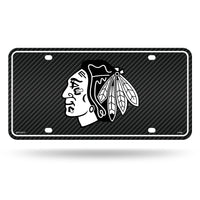 Wholesale Blackhawks - Carbon Fiber Design - Metal Auto Tag