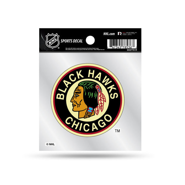 Wholesale Blackhawks Clear Backer Decal W/ Retro Logo (4"X4")