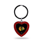 Wholesale Blackhawks Colored Rhinestone Heart Keychain - Red