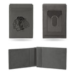 Wholesale Blackhawks Laser Engraved Front Pocket Wallet - Gray