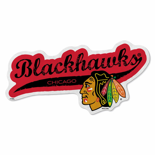Wholesale Blackhawks Shape Cut Logo With Header Card - Distressed Design