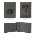 Wholesale Blue Jackets Laser Engraved Front Pocket Wallet - Gray