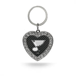 Wholesale Blues - Carbon Fiber Design - Rhinestone Heart Keychain