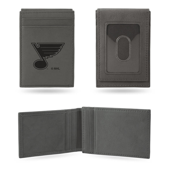 Wholesale Blues Laser Engraved Front Pocket Wallet - Gray