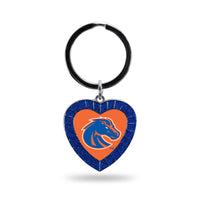 Wholesale Boise State Royal Rhinestone Heart Keychain
