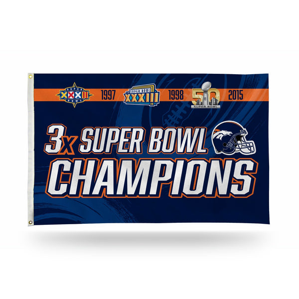 Wholesale Broncos 3 Time Super Bowl Champs Banner Flag