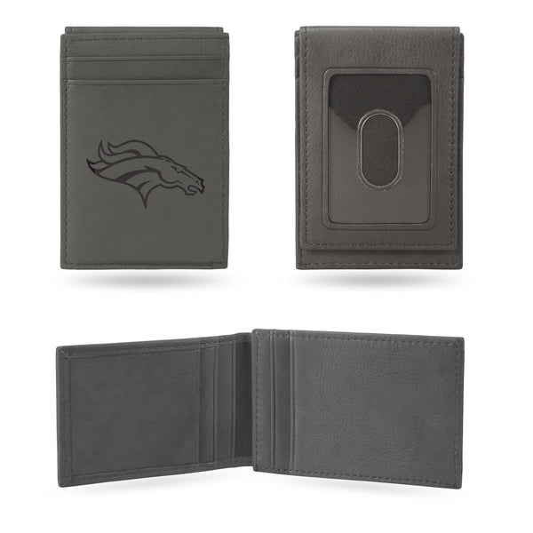 Wholesale Broncos Laser Engraved Gray Front Pocket Wallet