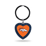 Wholesale Broncos Navy Rhinestone Heart Keychain