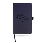 Wholesale Broncos Team Color Laser Engraved Notepad W/ Elastic Band - Navy