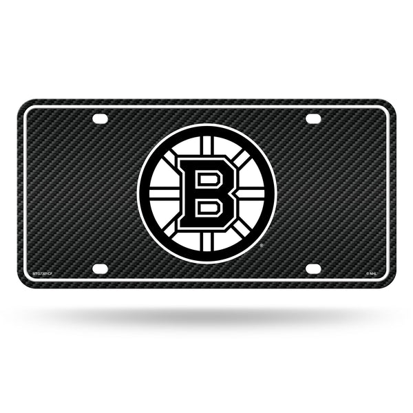 Wholesale Bruins - Carbon Fiber Design - Metal Auto Tag