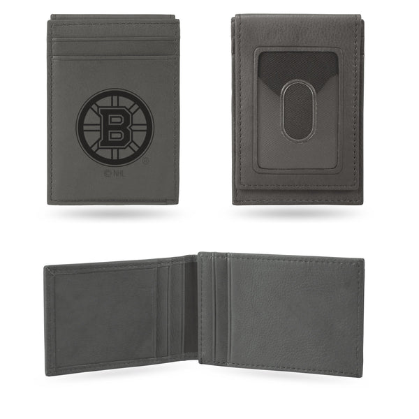 Wholesale Bruins Laser Engraved Front Pocket Wallet - Gray