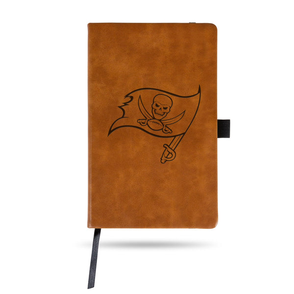 Wholesale Buccaneers Laser Engraved Brown Notepad With Elastic Band - Generic