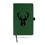 Wholesale Bucks Team Color Laser Engraved Notepad W/ Elastic Band - Green