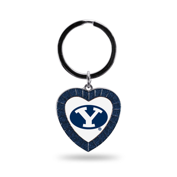 Wholesale Byu Navy Rhinestone Heart Keychain