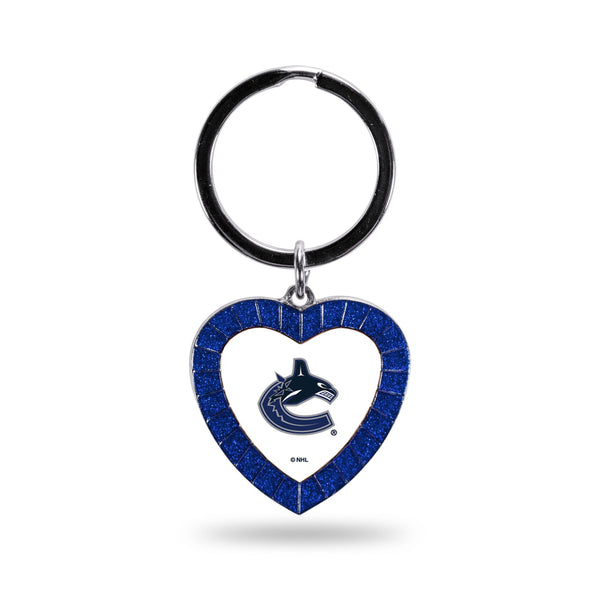 Wholesale Canucks Colored Rhinestone Heart Keychain - Royal