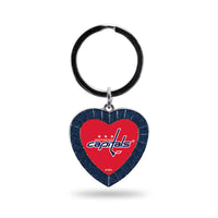 Wholesale Capitals Colored Rhinestone Heart Keychain - Navy