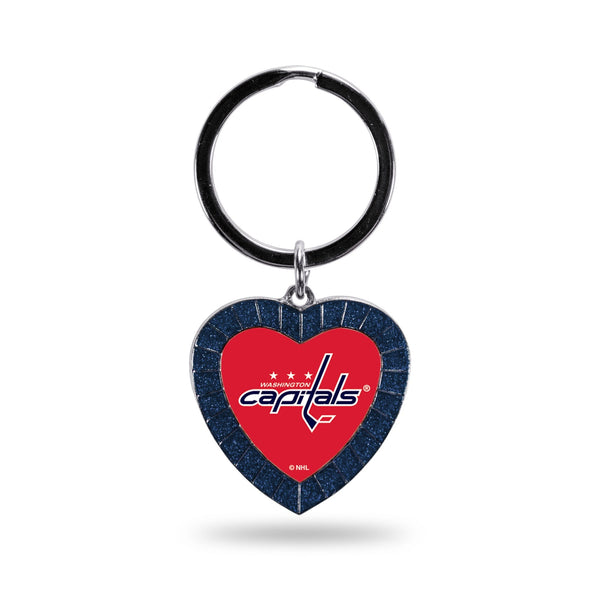 Wholesale Capitals Colored Rhinestone Heart Keychain - Navy