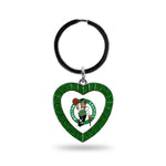 Wholesale Celtics Colored Rhinestone Heart Keychain - Green