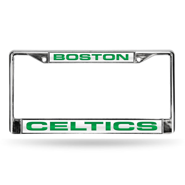 Wholesale Celtics Laser Chrome Frame - White Background With Green Letters