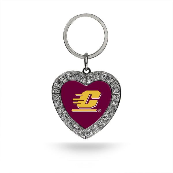 Wholesale Central Michigan Rhinestone Heart Keychain