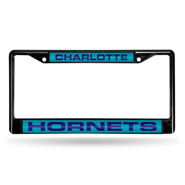 Wholesale Charlotte Hornets Black Laser Chrome 12 x 6 License Plate Frame