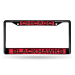 Wholesale Chicago Blackhawks Black Laser Chrome 12 x 6 License Plate Frame