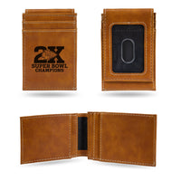 Wholesale Chiefs 2 Time Super Bowl Champions Laser Engraved Front Pocket Wallet - Brown