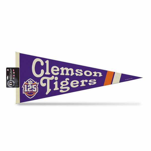 Wholesale Clemson 125Th Anniversary Logo Soft Felt Carded Pennant (12"X30") W/ Vintage Look